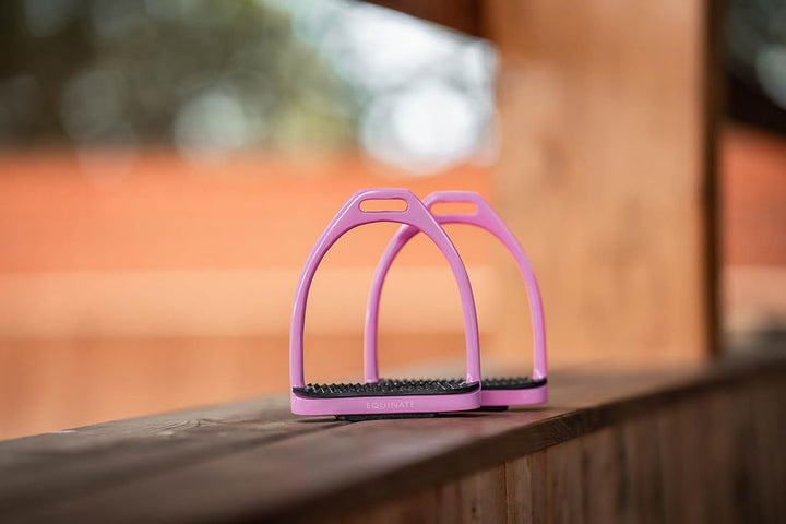 Equinate Steigbügel Midway 10cm Rosa - Mit Anti-Rutsch Trittfläche aus Gummi - Für Erwachsene und Ki