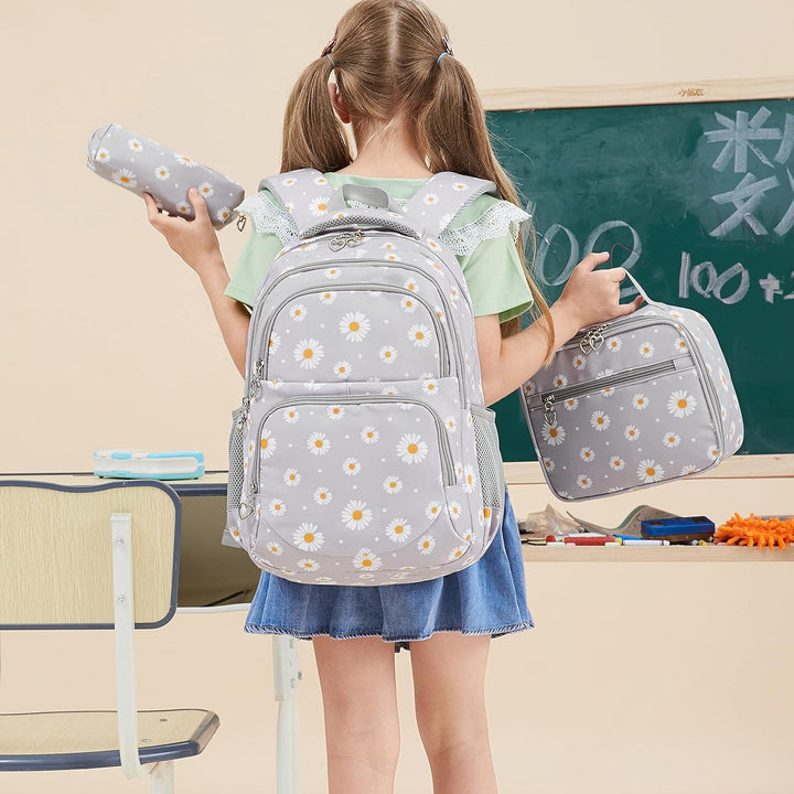 Schulrucksack Mädchen Teenager Damen Schultasche Canvas Schulranzen Set Blumen Rucksack für Mädchen