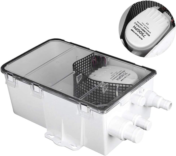 Multi Port Marine Duschwanne Pumpenentleerungssatz | Duschwannenpumpensystem Boot RV Bilge 12V 750GP