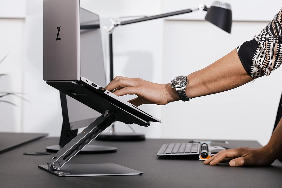 Contour Laptop Riser | Ergonomischer, Höhenverstellbarer Notebook Ständer | Aluminium | Tragbarer La