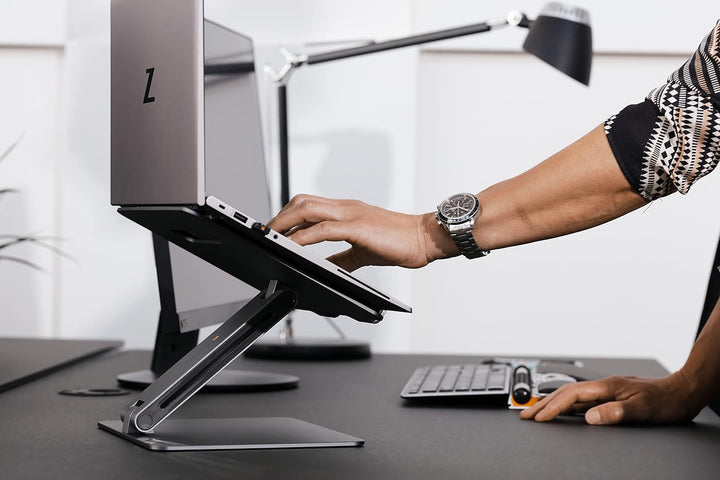 Contour Laptop Riser | Ergonomischer, Höhenverstellbarer Notebook Ständer | Aluminium | Tragbarer La