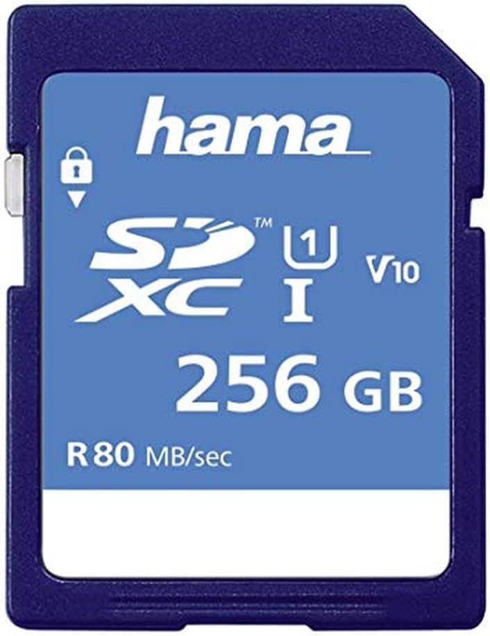 Hama 256 GB SDXC-Speicherkarte, Class 10, V10, UHS-I (bis zu 90MB/s, für Full-HD- und 3D-Video-Aufna