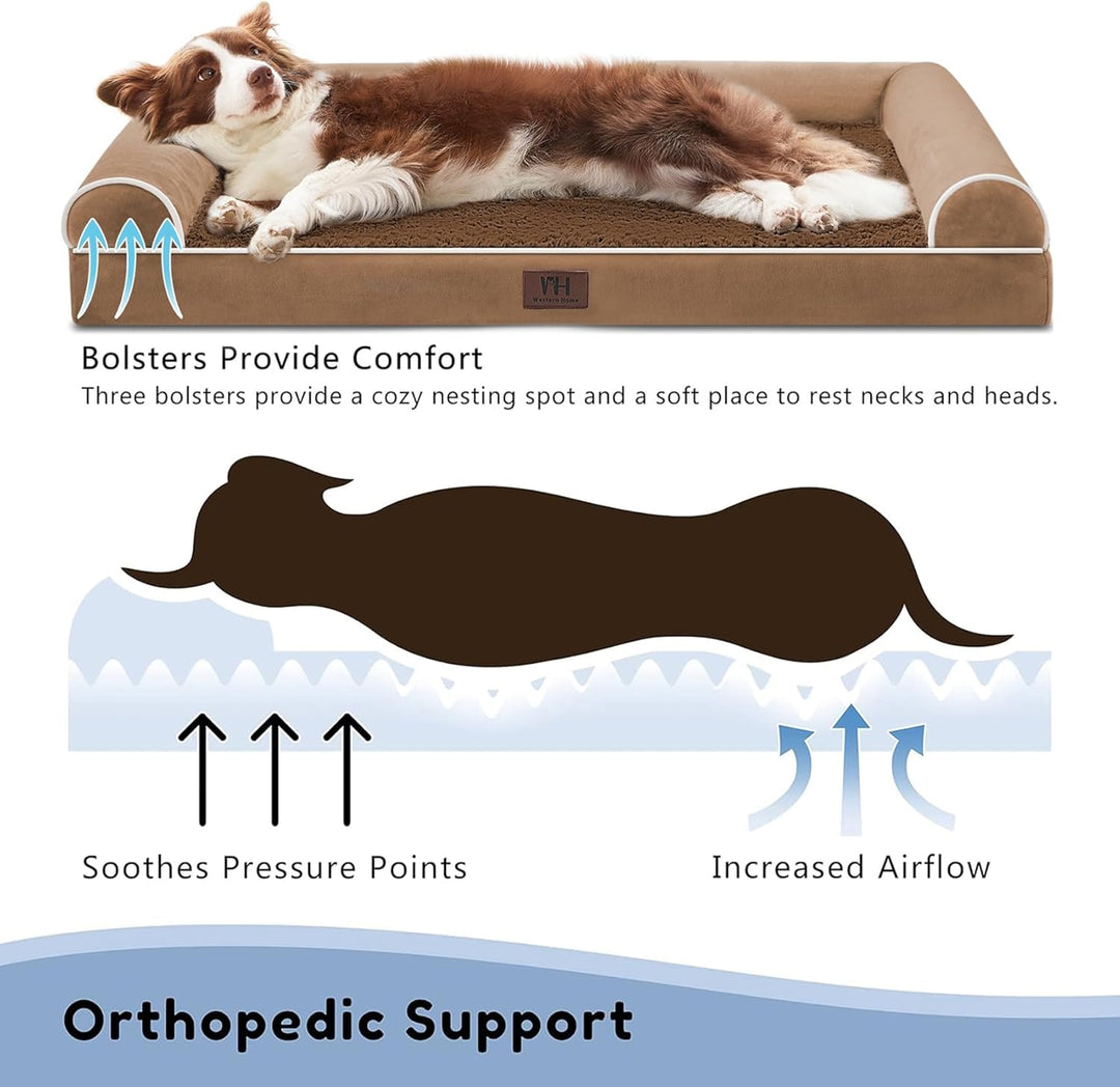WESTERN HOME Orthopädisches Hundebett mittelgrosse Hunde hundesofa Hundecouch Bettchen mit Hoher Ran