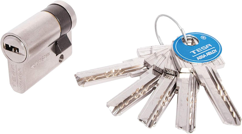 Tesa Assa Abloy Sicherheits-Zylinder, M6503010N Schlüssel - Kurzer Nocken Vernickelt 30x10mm, Schlüs