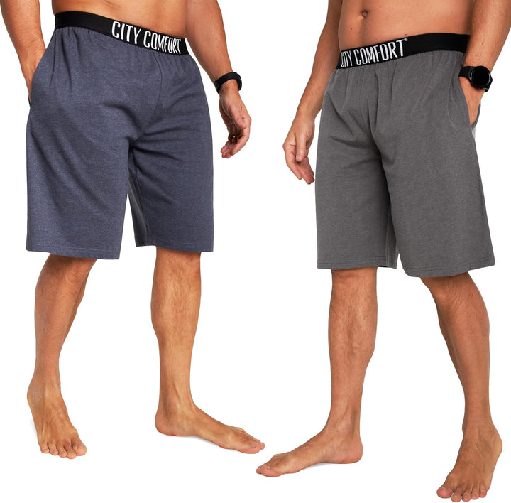 CityComfort Pyjama Shorts Herren, Kurze Schlafanzughose Herren mit Seitentaschen & Elastischem Bund