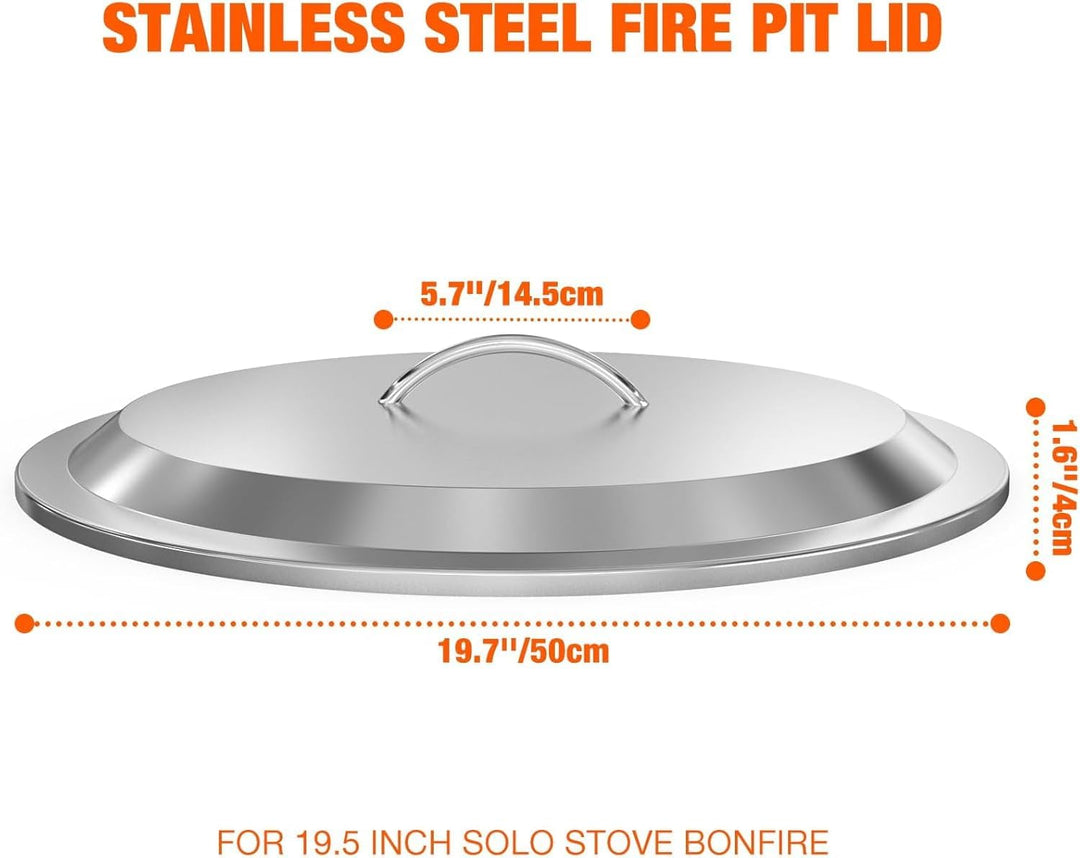 onlyfire Feuerschale Deckel mit Griffe für Solo Stove Bonfire 19,5" Feuerstellen, Ø50cm Feuerkorb Fe