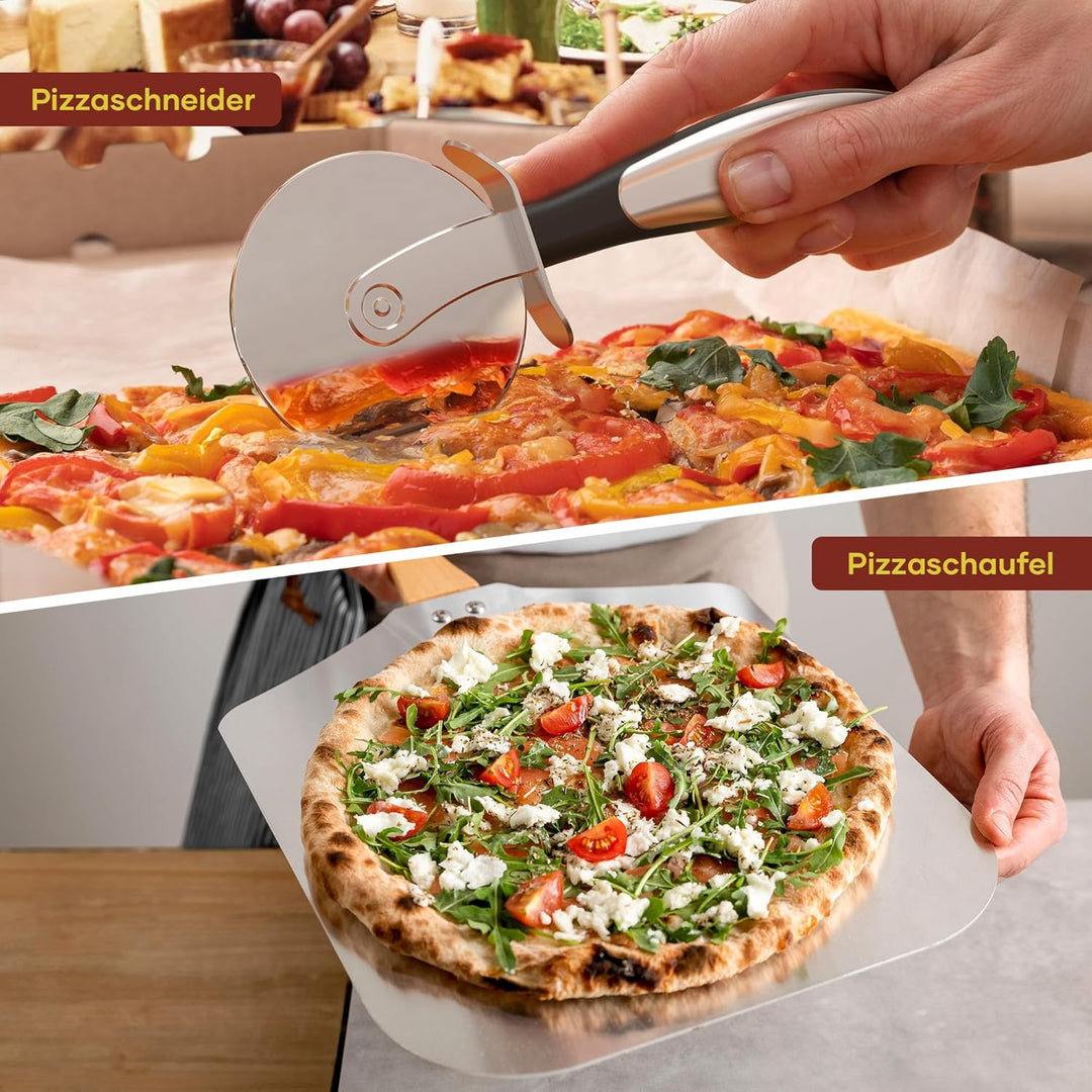 Elektrischer Pizzaofen – 6 Programme, 1700W, max. 450°C, geeignet für 32cm Pizzen – 5-in-1-Multifunk
