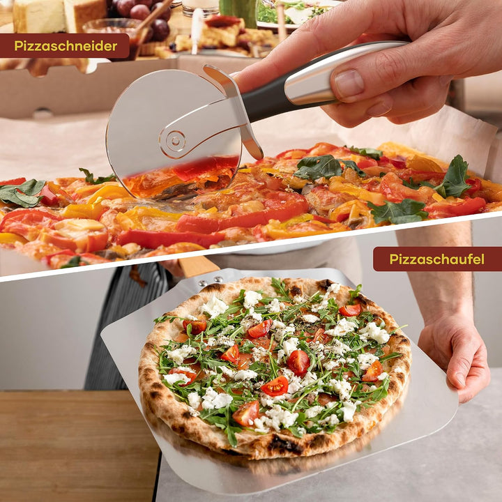 Elektrischer Pizzaofen - 6 Programme, 1700W, max. 450°C, geeignet für 32cm Pizzen - 5-in-1-Multifunk