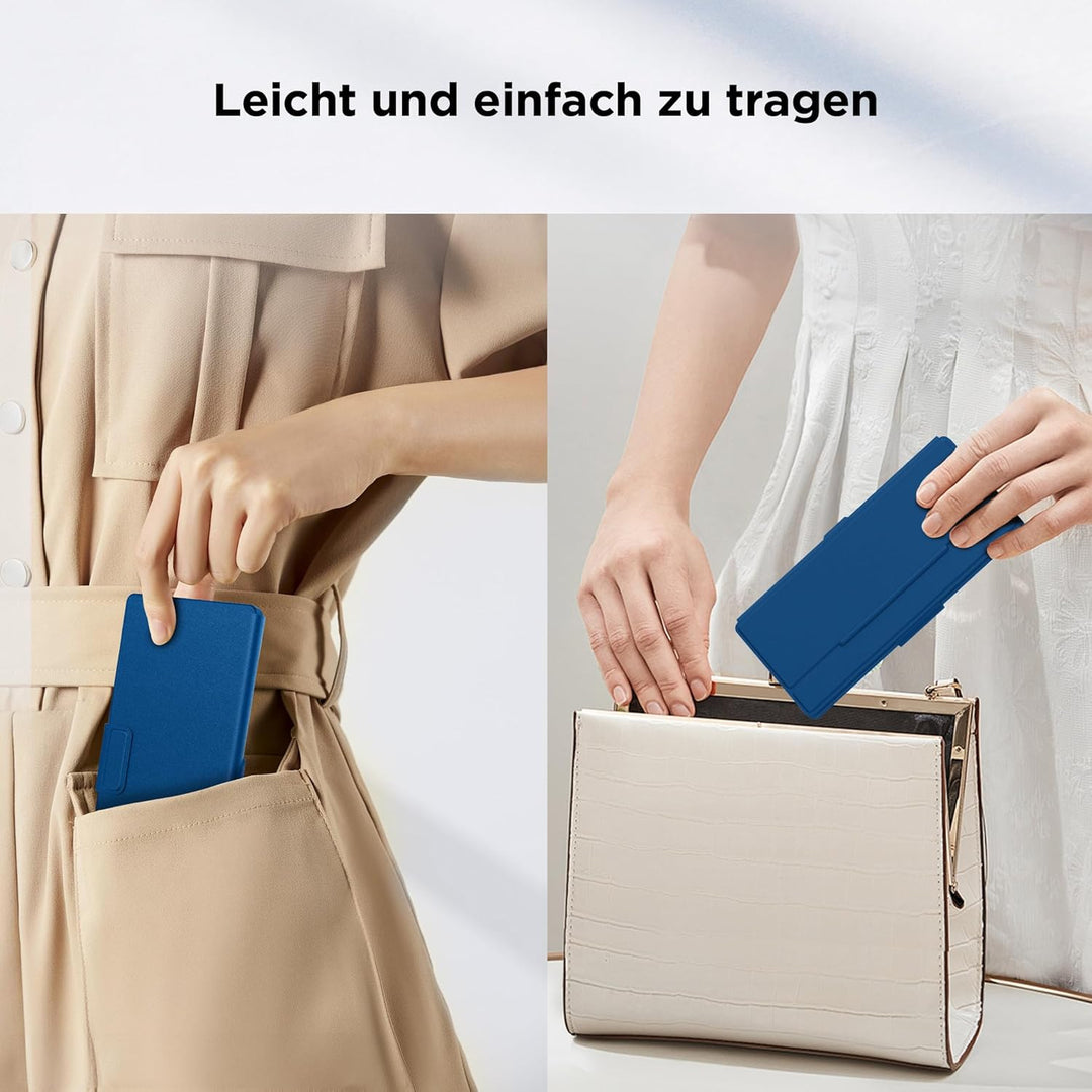 CACOE Bluetooth Tastatur mit Ständer, Mini Tastatur für Handy, Ultraflache Tragbare, Faltbare, Dual-