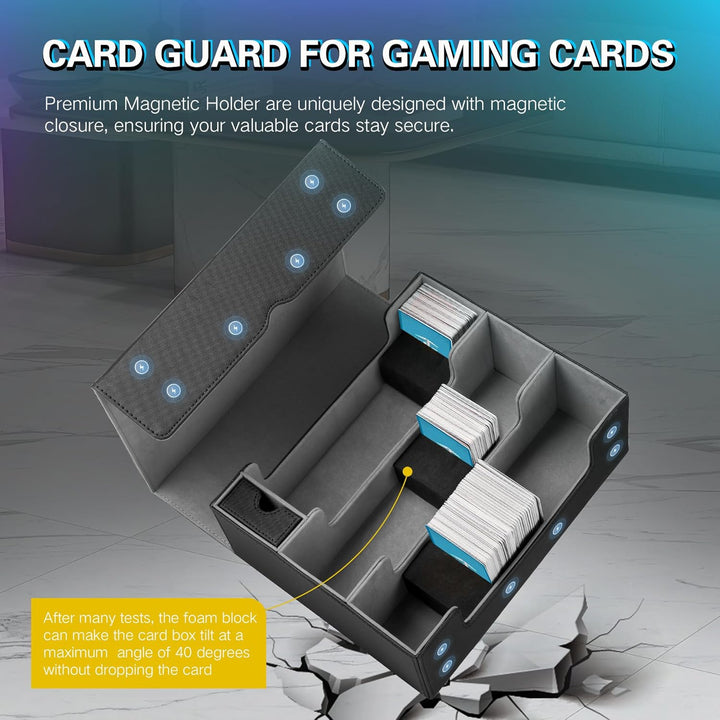 Sammelkarten Aufbewahrungsbox für 1800+ Karten, Magnetische Card Deck Box mit Tragezubehör, Sammelka
