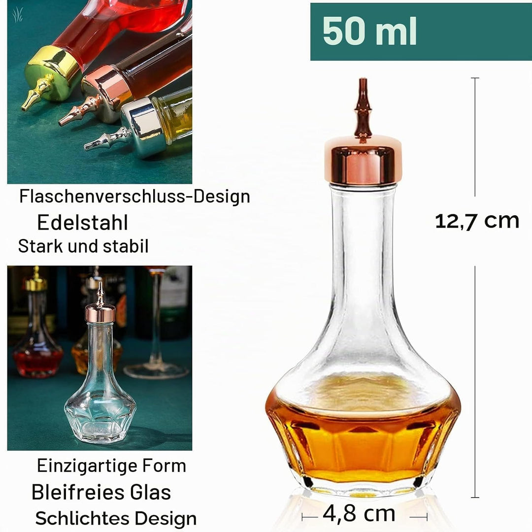 Suprobarware Bitters Bottle Set von 3 Glas-Bitter-Flaschen mit Armaturenbrett, 50 ml, ideal für Bark