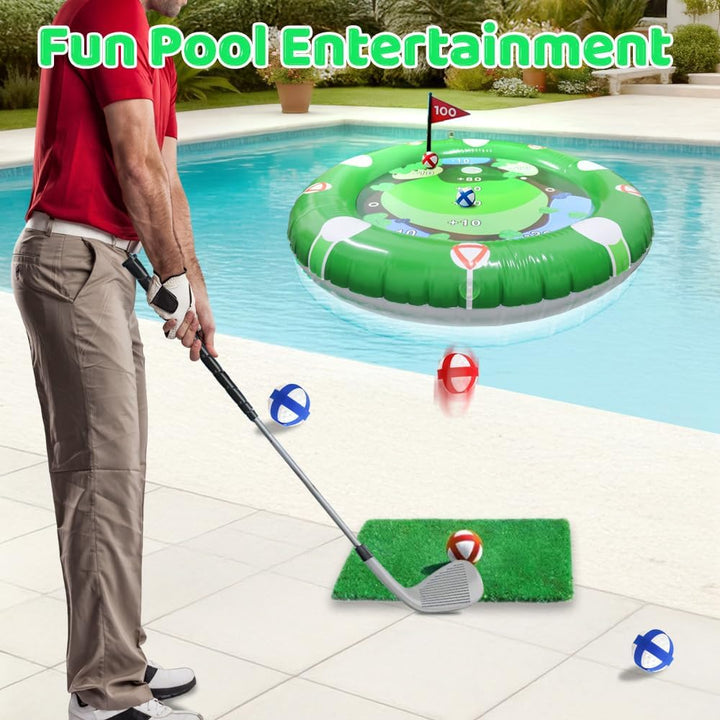 Aufblasbare Pool Spielzeug, Aufblasbares Golf Poolspielzeug, Golf Training Set mit 1 Golfschläger un