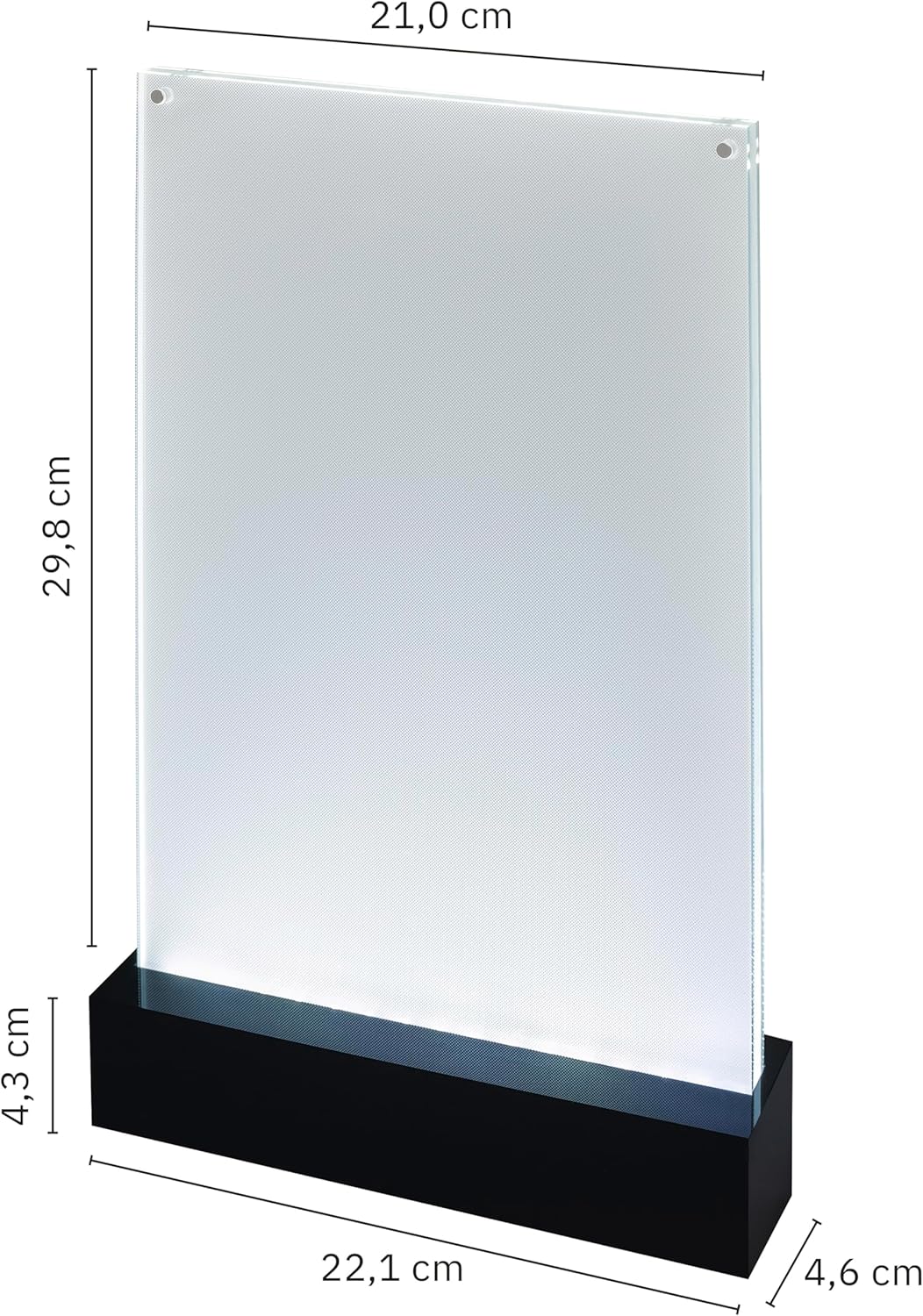SIGEL TA420 Beleuchtbarer LED-Tischaufsteller für DIN A4, glasklar/schwarz, Acryl, DIN A4