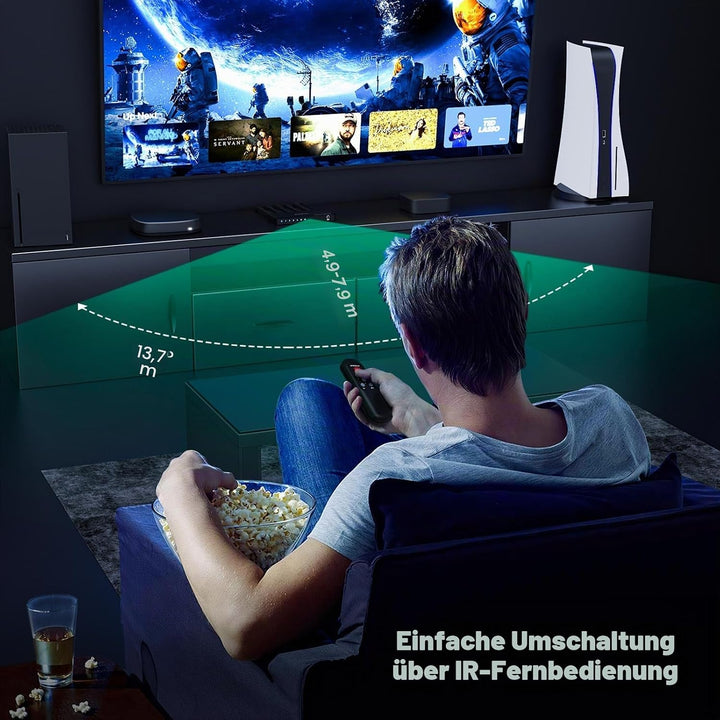 HDMI Switch 4K 60Hz, AVIDGRAM HDMI 2.0 Umschalter 4 in 1 Out, 4 Port HDMI Selector Box with IR Remot