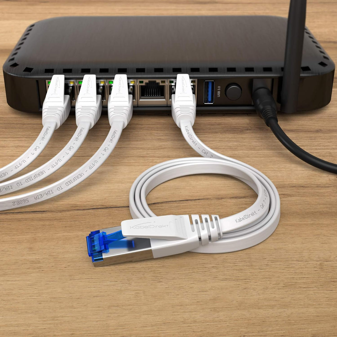 KabelDirekt – LAN Kabel flach, bruchfest konstruiert – 20m (CAT7 Kabel & Netzwerkkabel, 10 Gbit/s, b