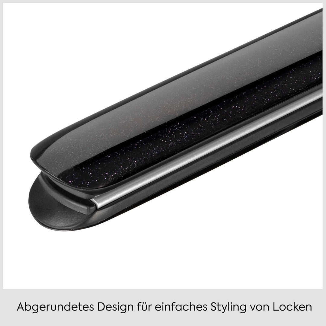 BaByliss Midnight Shine Glätteisen, Haarglätter mit Titan‑Keramikplatten, Extra lange Stylingplatten