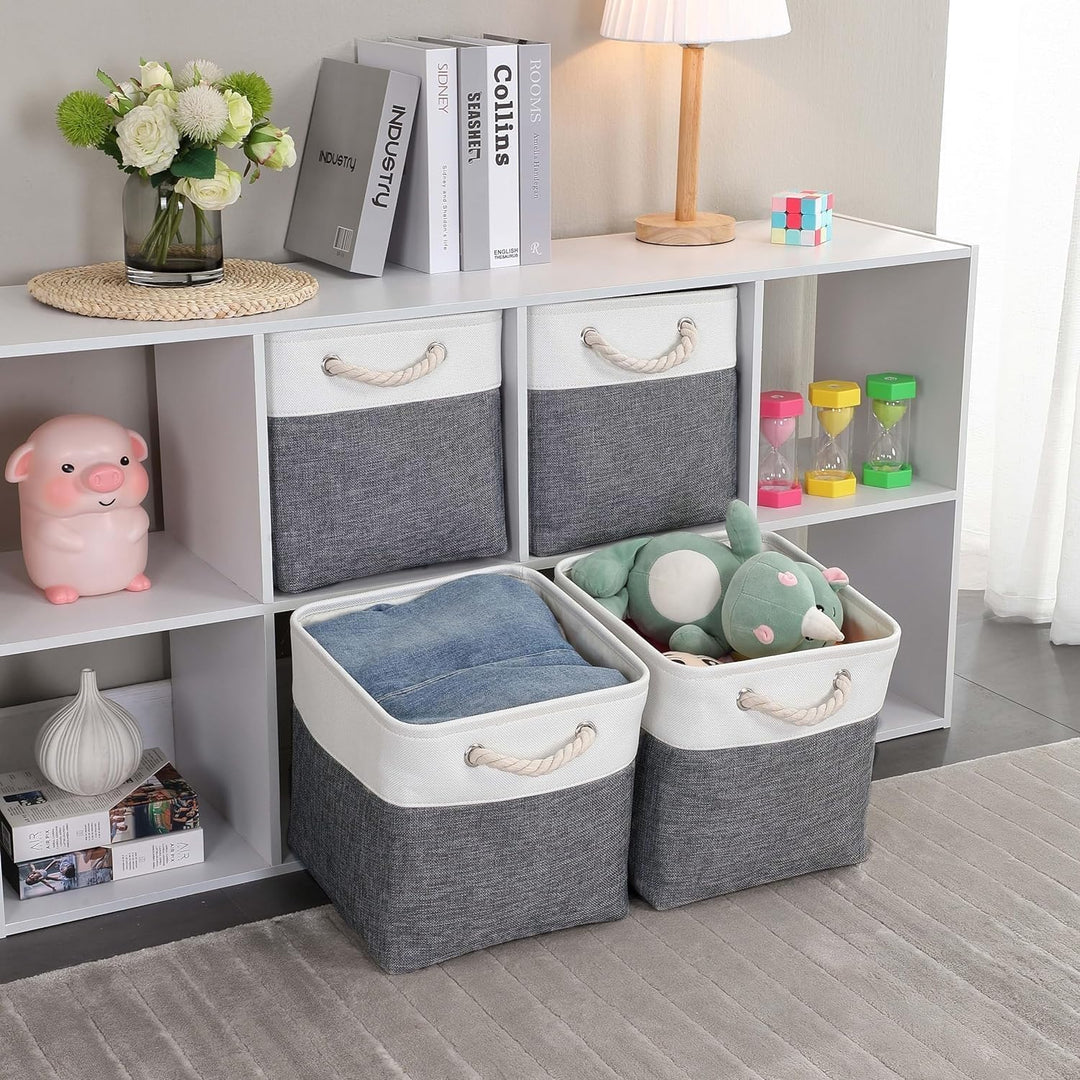 Mangata Aufbewahrungsbox Stoff,(28x28x28cm) Aufbewahrungskorb, Korbe Stoff in Würfel für Schrank, Re