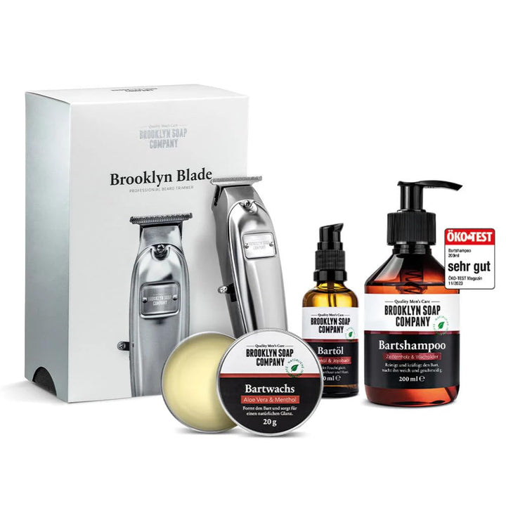 Brooklyn Soap Company Expert Beard Bundle - Set mit Brooklyn Blade USB-C Barttrimmer, Bartöl, Bartsh