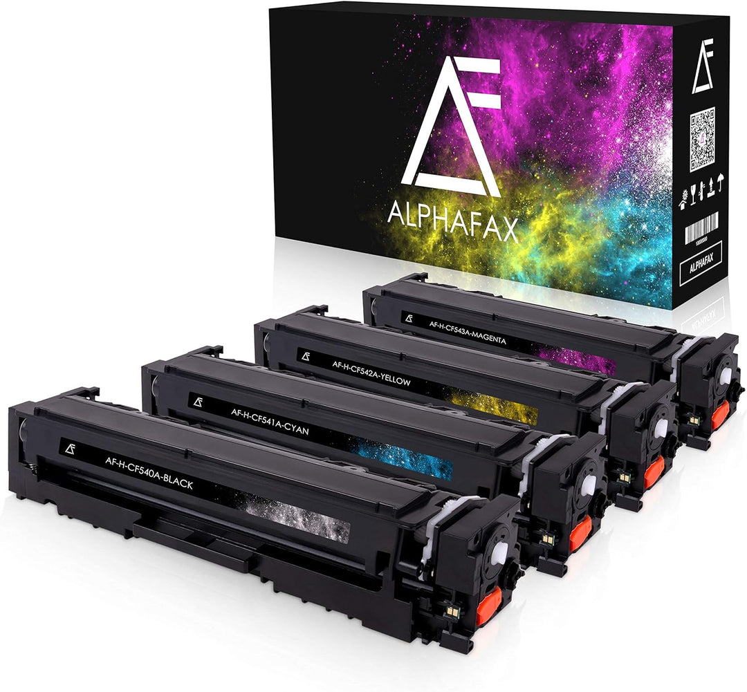 Alphafax 4X Toner ersetzt HP 203A CF540A CF541A CF542A CF543A Multipack Schwarz Cyan Magenta Gelb