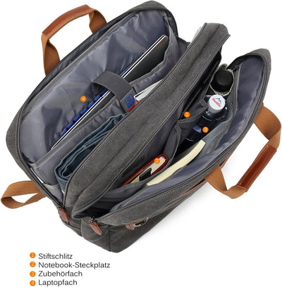 CoolBELL umwandelbar Aktentasche Rucksack Messenger Bag 17,3 Zoll Laptoptasche Herren Business Umhän