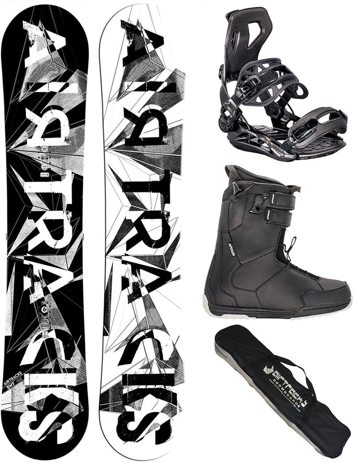 Airtracks Herren Snowboard Set Freestyle Freeride Board BWF Camber Wide + Snowboard Bindung Master +