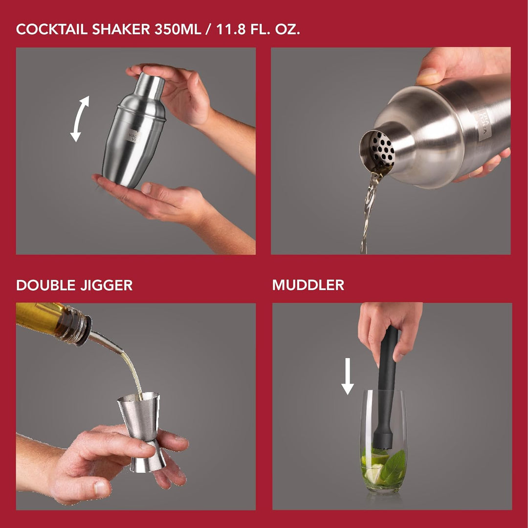 Vacu Vin 7889362-USA, Edelstahl, 3-teilig Cocktail-Set, silber Standard, Standard