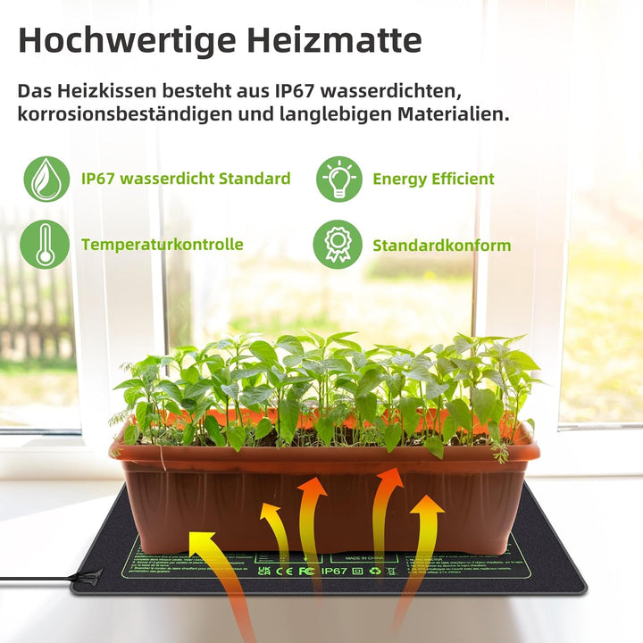 Hyindoor Heizmatte mit Thermostat wasserdichte Sämling Wärmematte Heizmatte Pflanzen Heizkissen für