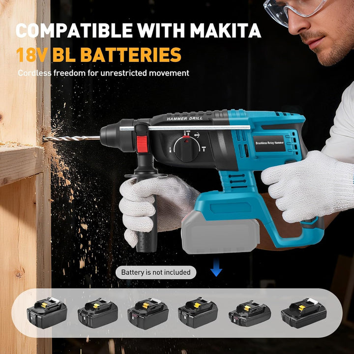 Batteriehammerbohrer für professionelles 18 V System, Haedswer kompatibel mit der Makita 18 V Batter
