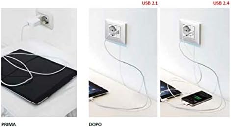 4Box USB-Buchse 2.4 Ampere, kompatibel mit Vimar Arkè Grau