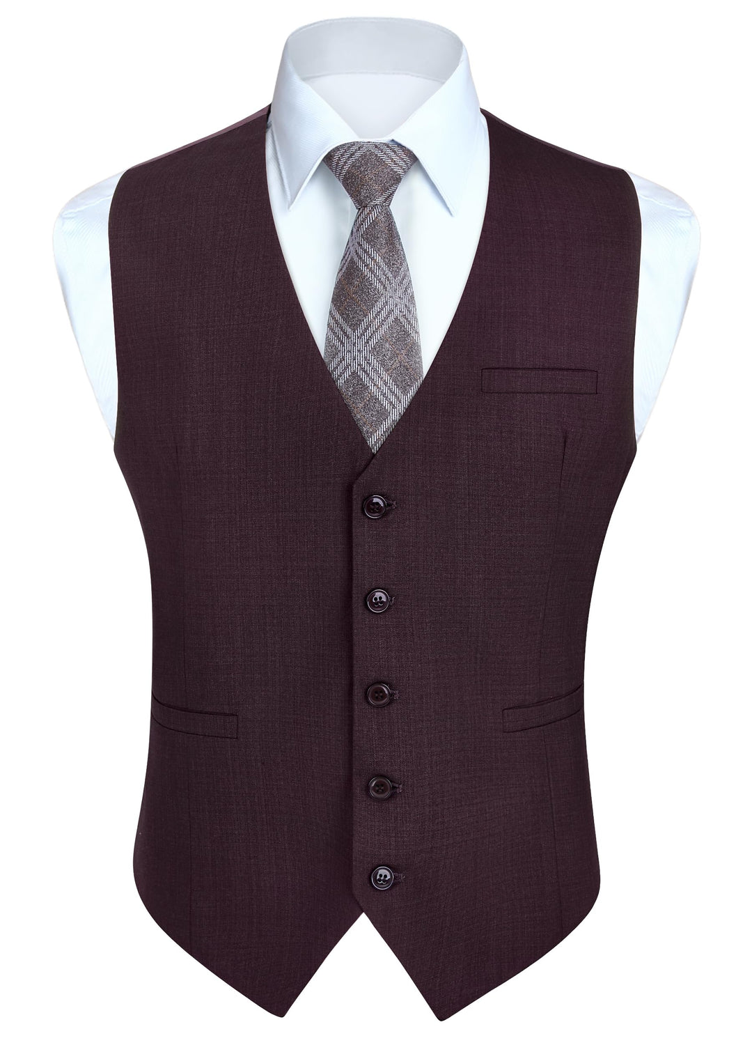 HISDERN Herren Formale Hochzeit Party Weste Baumwolle Einfarbig Weste XXL Dunkelviolett, XXL Dunkelv