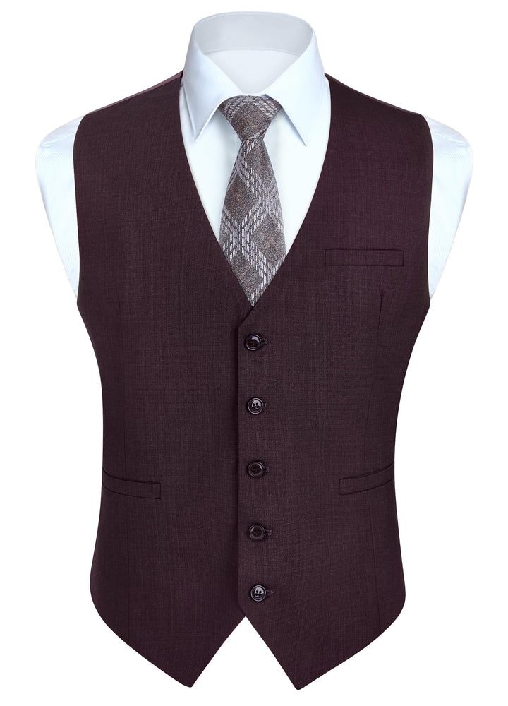 HISDERN Herren Formale Hochzeit Party Weste Baumwolle Einfarbig Weste XXL Dunkelviolett, XXL Dunkelv