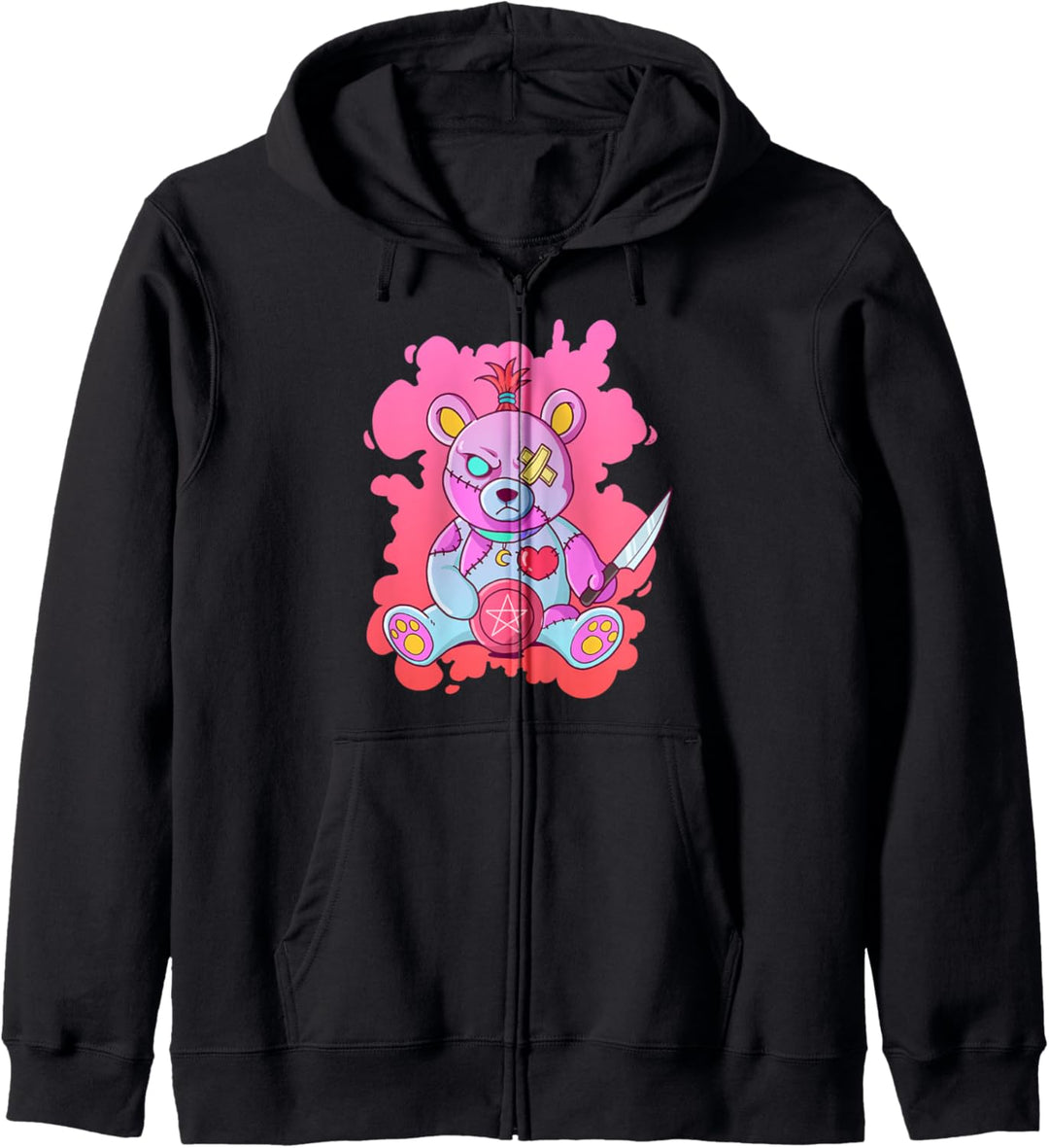 Pastell Goth Teddy Vaporwave Grunge Kapuzenjacke