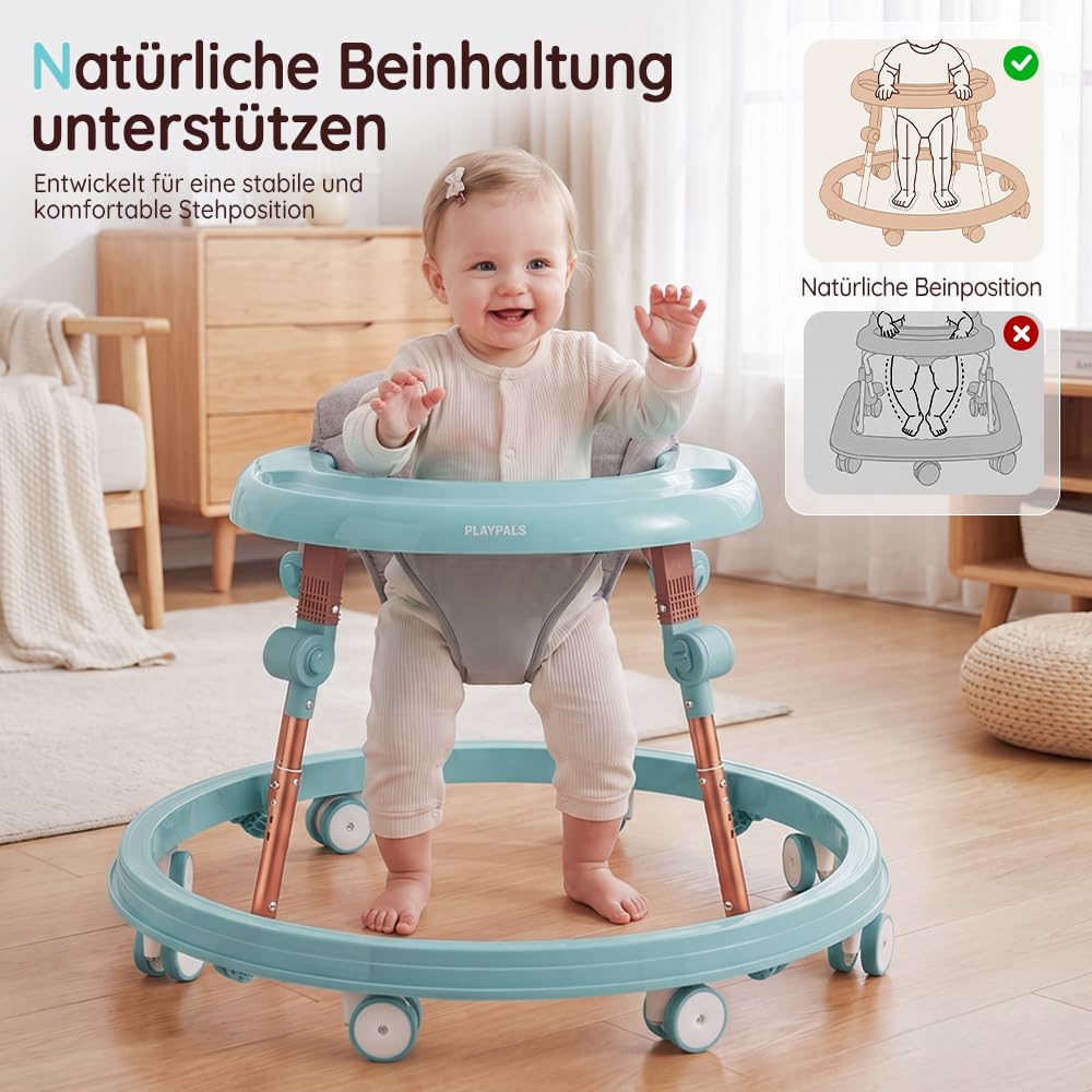 PlayPals 3-in-1 Baby Lauflernhilfe mit Fusspolster für Babys von 6–18 Monaten Mint, Mint