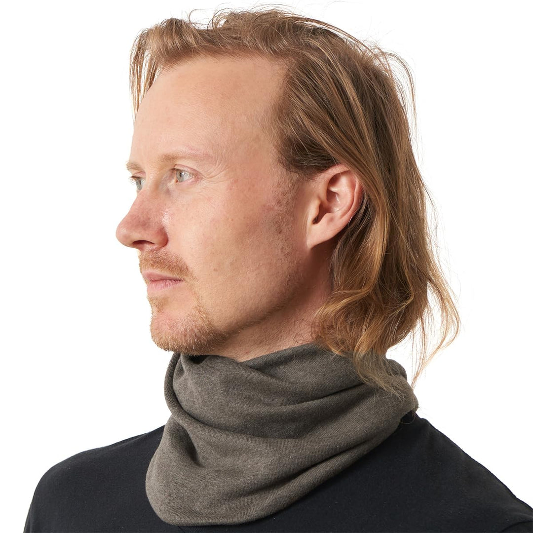CHARM Bio-Baumwolle Multifunktionstuch Stirnband - Beanie Loop Schal Halstuch Braun & Schwarz, Braun