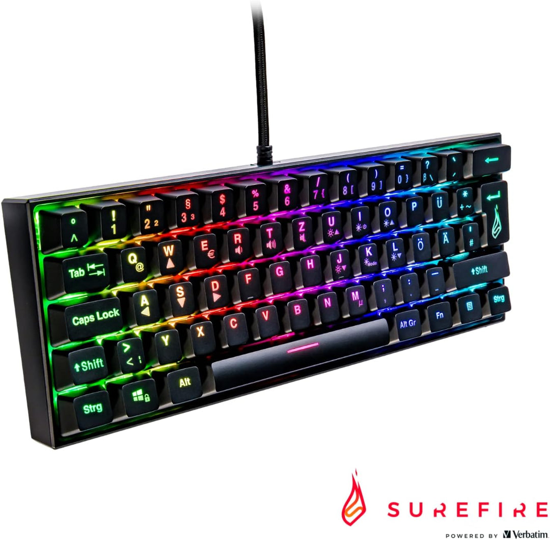 SureFire Kingpin M1 60% Mechanische Gaming Tastatur Deutsch, Gaming Multimedia Keyboard klein & mobi