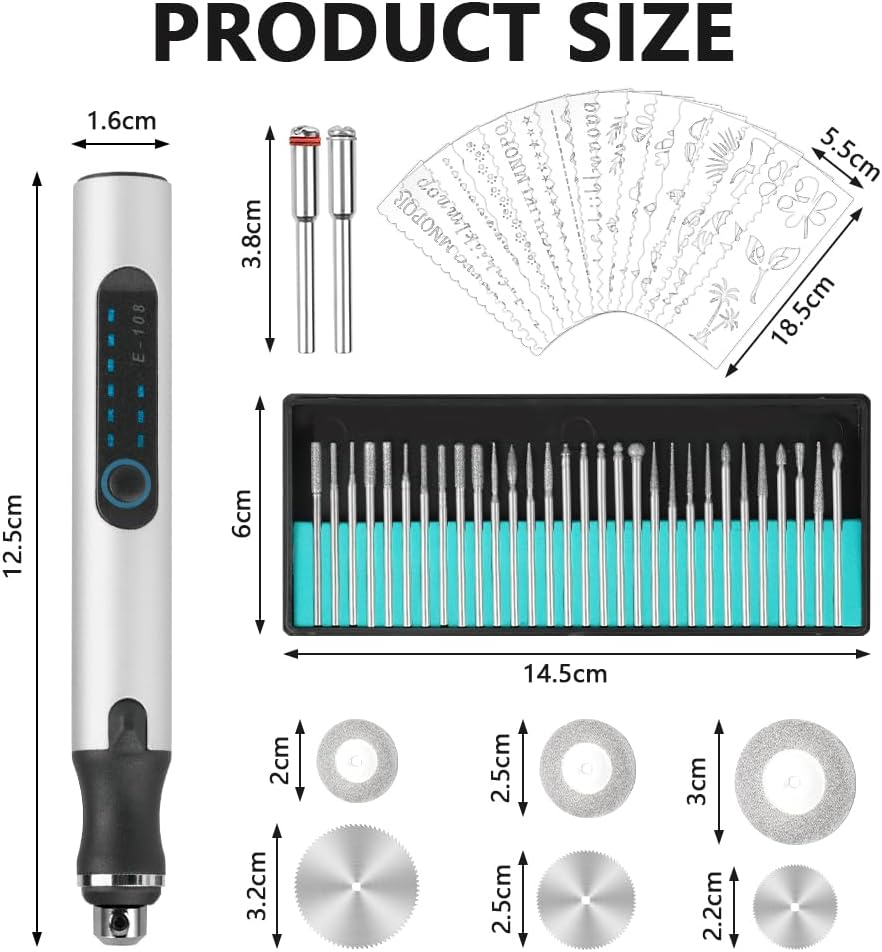 Ainiv USB Wiederaufladierbar Gravur Werkzeug Kit, Elektrischer Mini Graveur Gravurwerkzeug, Tragbar