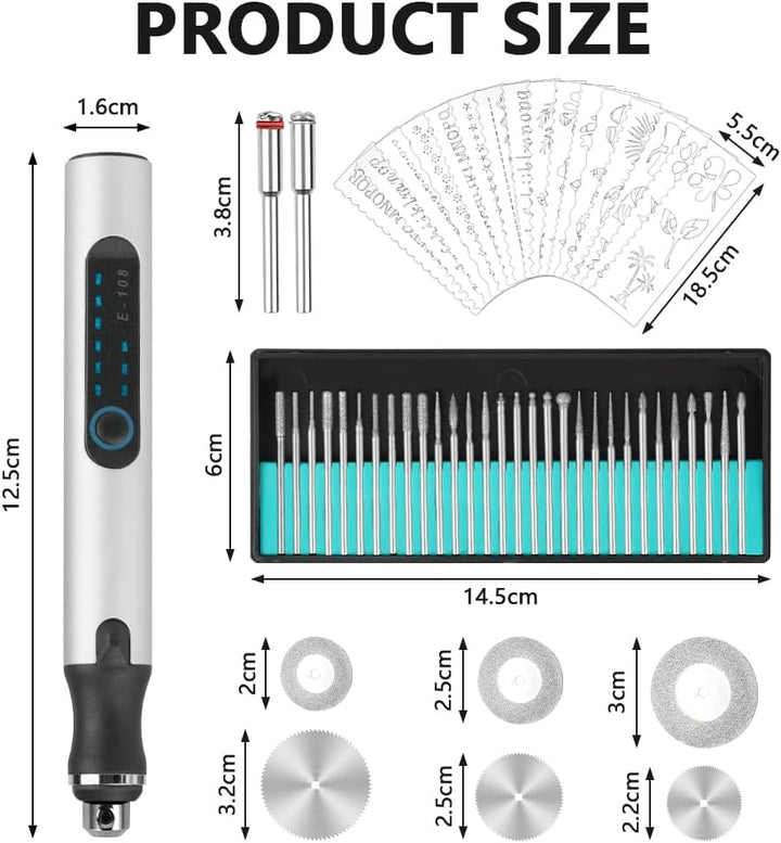 Ainiv USB Wiederaufladierbar Gravur Werkzeug Kit, Elektrischer Mini Graveur Gravurwerkzeug, Tragbar