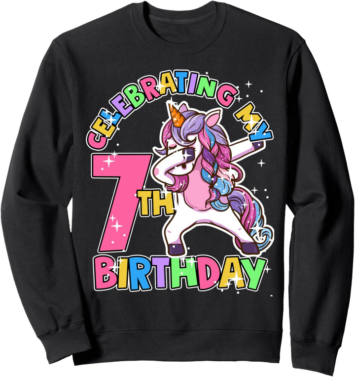 Einhorn zum 7. Geburtstag für Mädchen Sweatshirt
