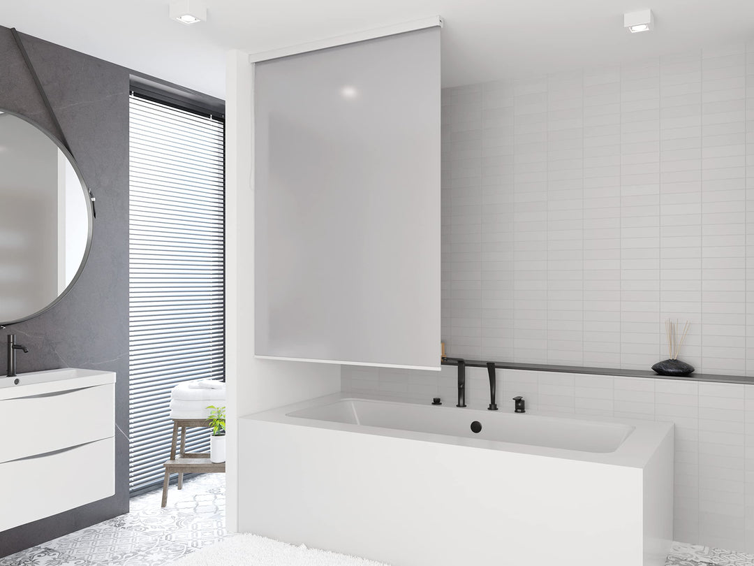 probath HALB Kassetten DUSCHROLLO Modell Uni HELLGRAU 7 Breiten ZUR Wahl (140x240 cm), 140x240 cm