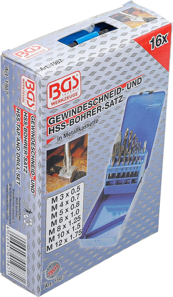 BGS 1987 | Gewindeschneid-/HSS-Bohrer-Satz | M3 - M12 / 2,5 - 10,2 mm, Satz