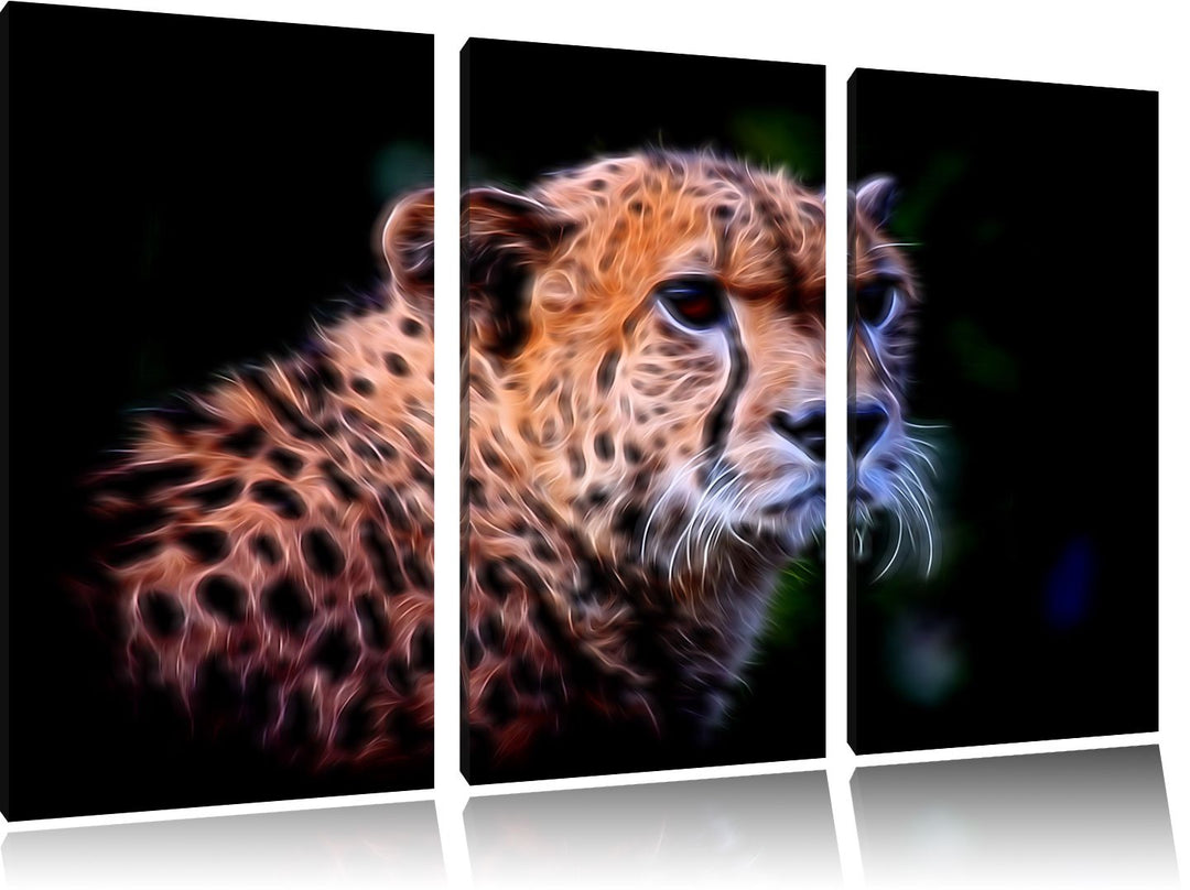 Dark bildschöner Gepard NewArt 3-Teiler Leinwandbild 120x80 Bild auf Leinwand, XXL riesige Bilder fe