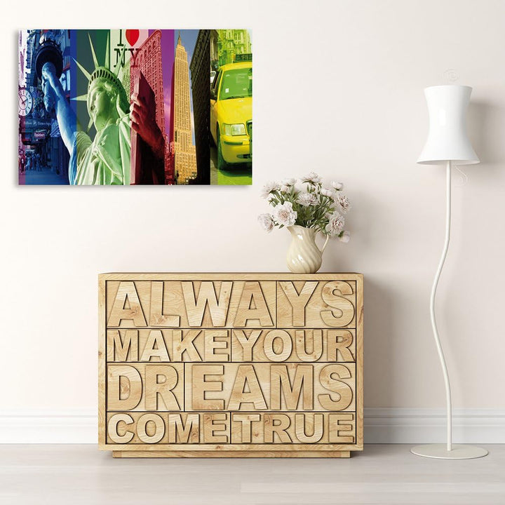 Feeby, Leinwandbild, Bilder, Wand Bild, Wandbilder, Kunstdruck 60x80cm, New York City, Freiheitsstat