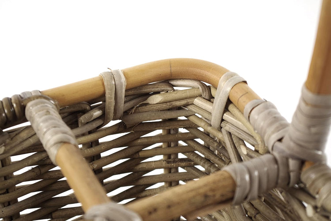 Kobolo Flaschenkorb Flaschenträger für 6 Flaschen aus grauem Rattan