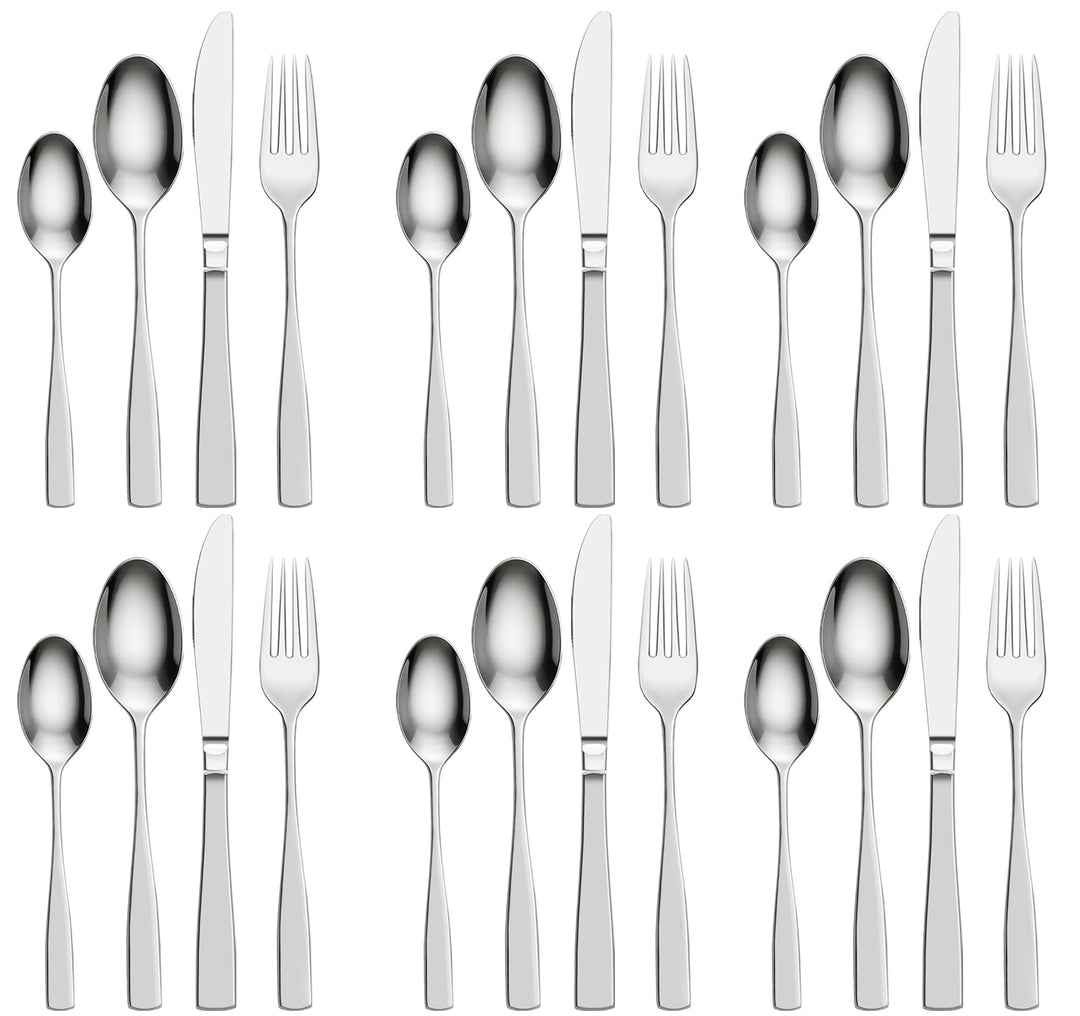 Besteck Set für 6 Person, 24er-Set Messer Gabel Löffel aus Edelstahl Spülmaschinenfestem für Küche,