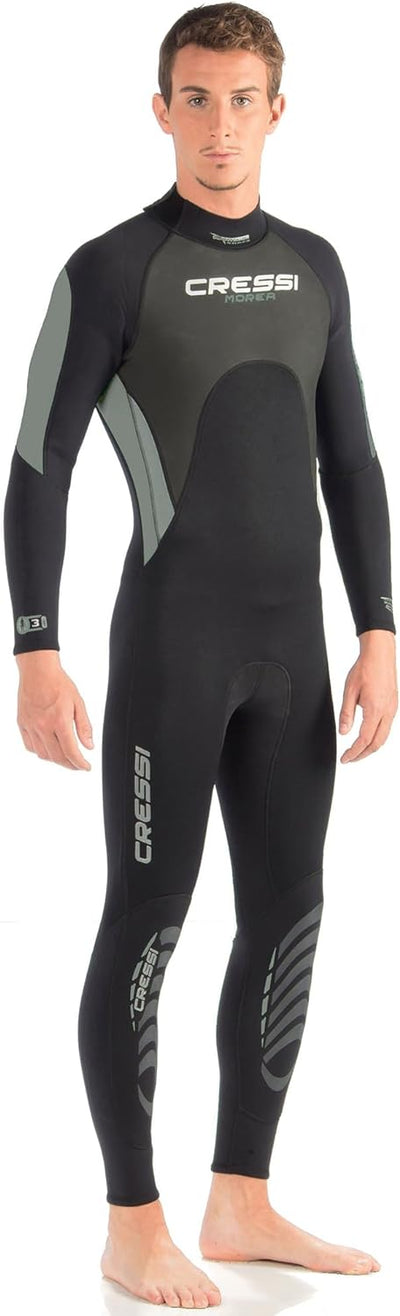 Cressi Morea Herren - Neoprenanzug 3mm für alle Wassersportarten S/2 Schwarz/Silber/Silber, S/2 Schw