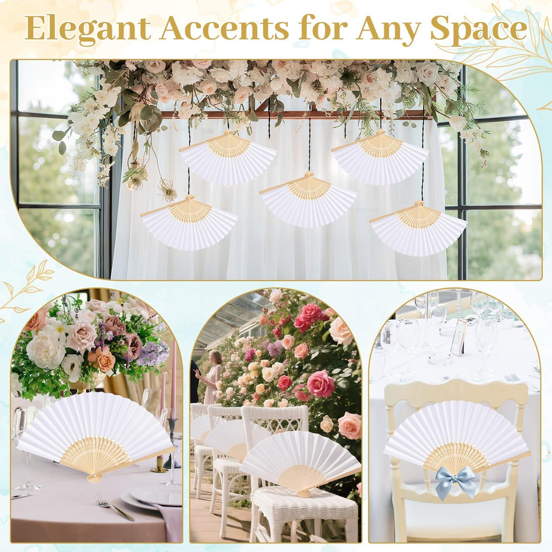 iZoeL Fächer Hochzeit Handfächer Weiss Hochzeitsfächer Faltfächer Taschenfächer Hochzeit Gäste Gesch