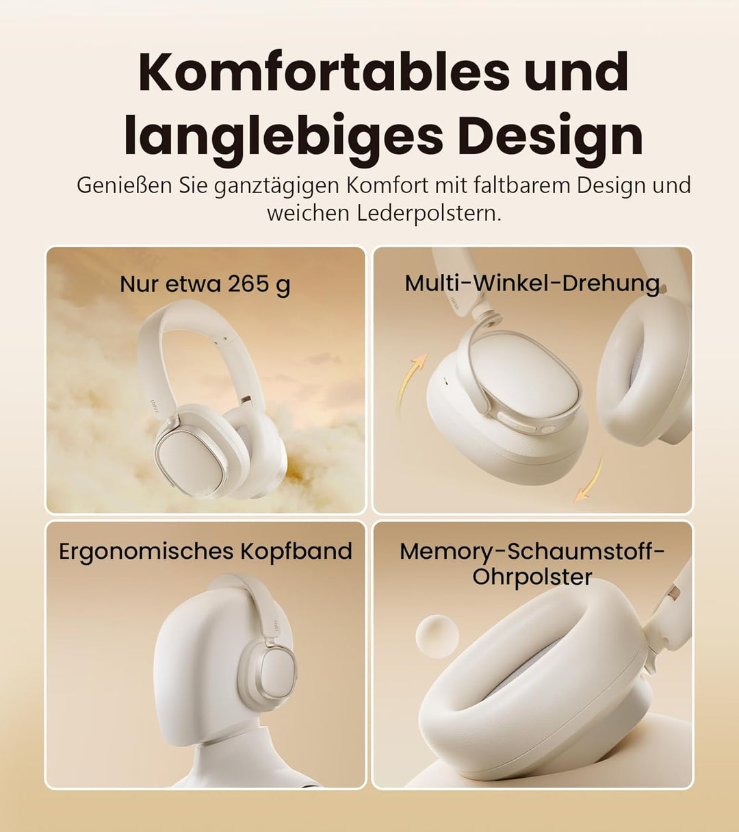 Edifier ES850NB Kabellose Over-Ear-Kopfhörer mit Geräuschunterdrückung, Hi-Res Audio Wireless, LDAC,