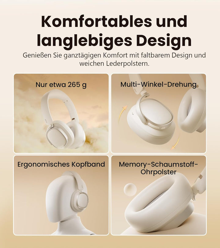 Edifier ES850NB Kabellose Over-Ear-Kopfhörer mit Geräuschunterdrückung, Hi-Res Audio Wireless, LDAC,