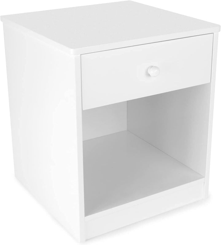Leomark Nachttisch aus Holz - White Classic - Nachtschränkchen mit Schublade, Nachtschrank für Kinde