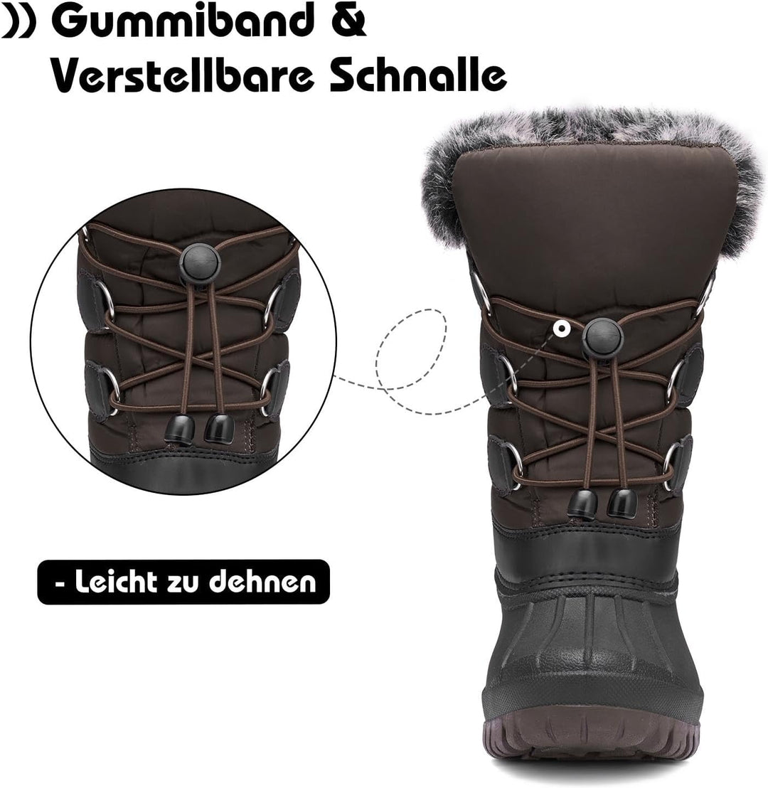 Mishansha Kinder Winterstiefel Gefüttert Wasserdichte Rutschfest Schneestiefel für Mädchen Jungen, G
